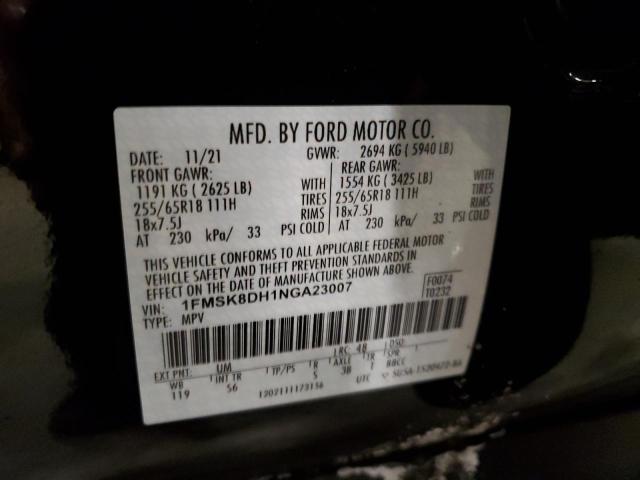 1FMSK8DH1NGA23007 2022 FORD EXPLORER