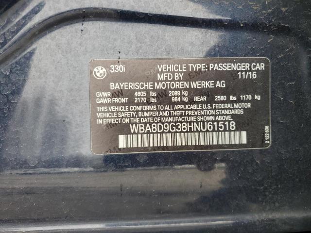 2017 BMW 330 XI - WBA8D9G38HNU61518