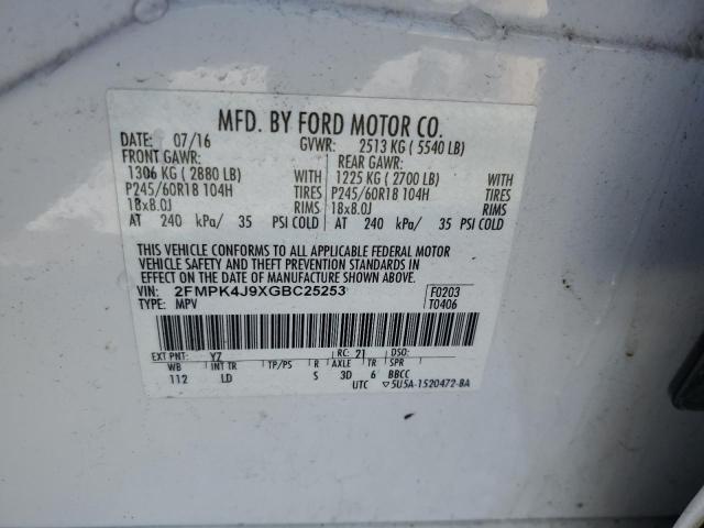 2016 FORD EDGE SEL - 2FMPK4J9XGBC25253