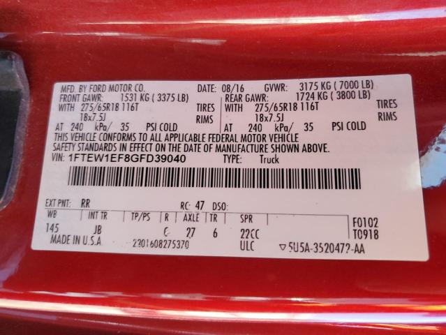 2016 FORD F150 SUPER - 1FTEW1EF8GFD39040