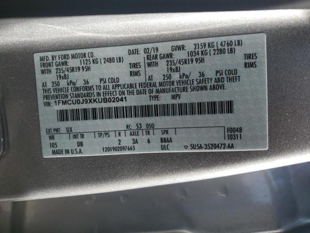 2019 FORD ESCAPE TIT - 1FMCU0J9XKUB02041
