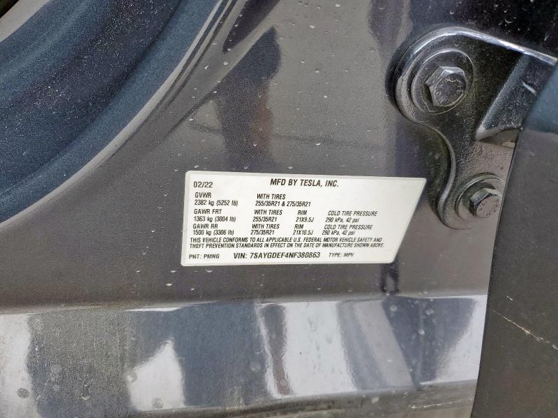 2022 TESLA MODEL Y - 7SAYGDEF4NF380863