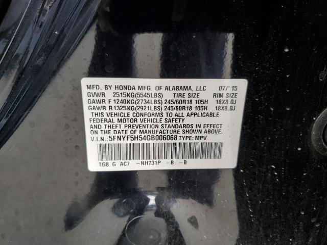 2016 HONDA PILOT EXL 5FNYF5H54GB006068