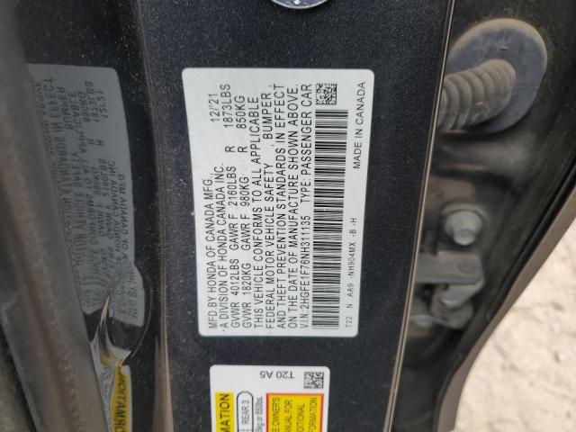 2022 HONDA CIVIC EX 2HGFE1F76NH311135