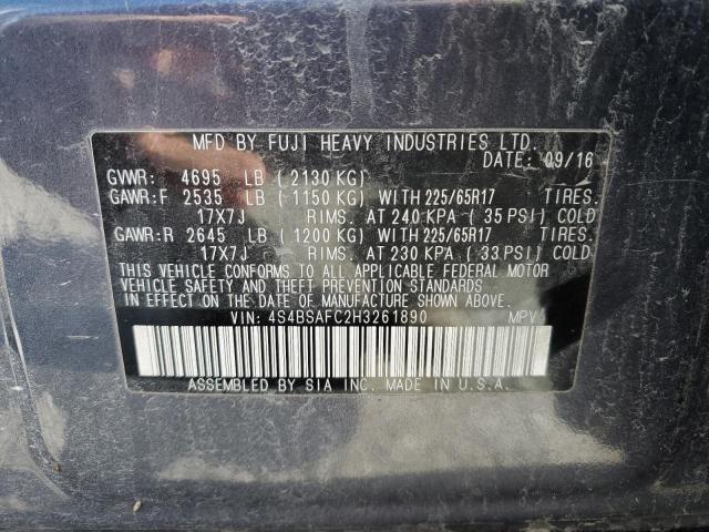 2017 SUBARU OUTBACK 4S4BSAFC2H3261890