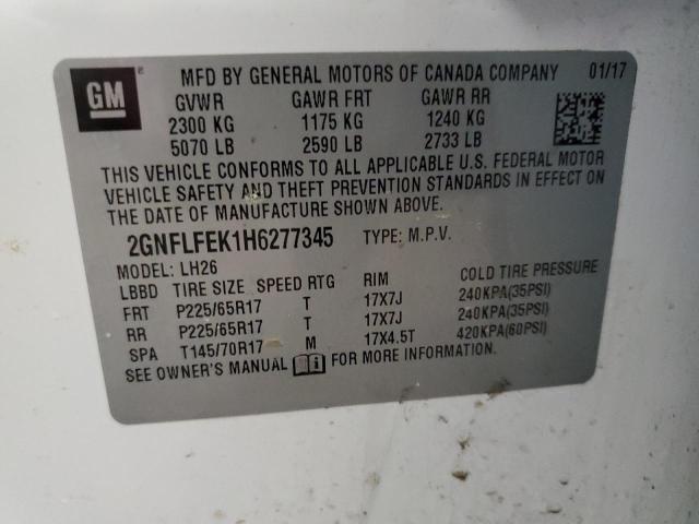 2017 CHEVROLET EQUINOX LT - 2GNFLFEK1H6277345