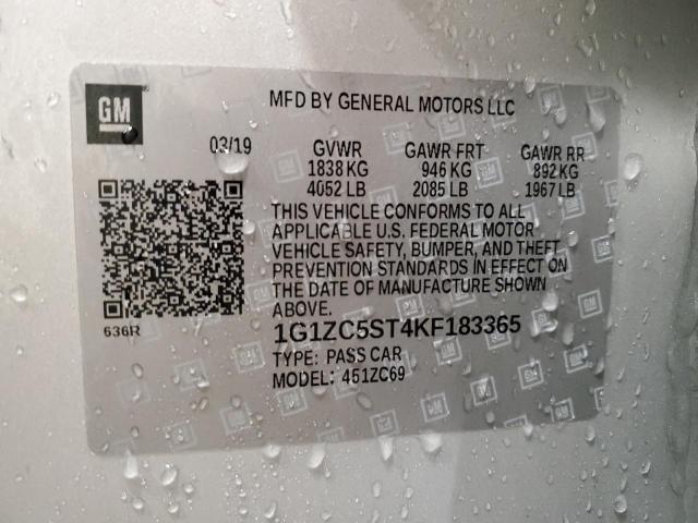 2019 CHEVROLET MALIBU LS 1G1ZC5ST4KF183365