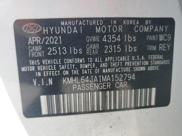 2021 HYUNDAI SONATA SEL KMHL64JA1MA152794