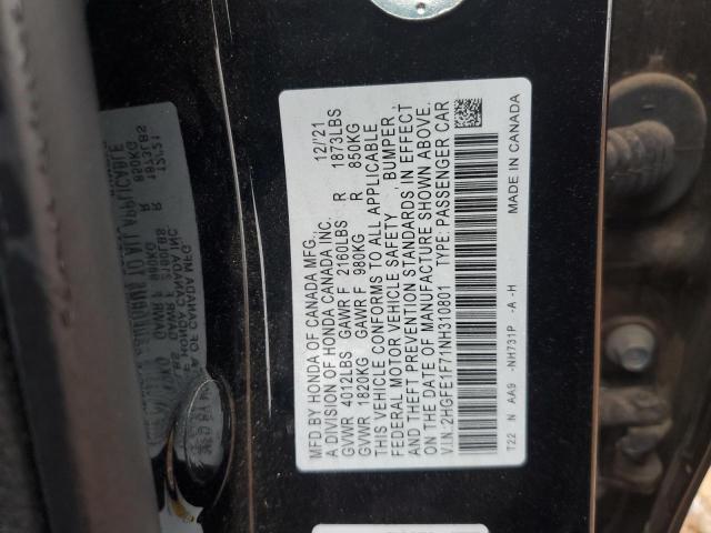 2022 HONDA CIVIC EX - 2HGFE1F71NH310801