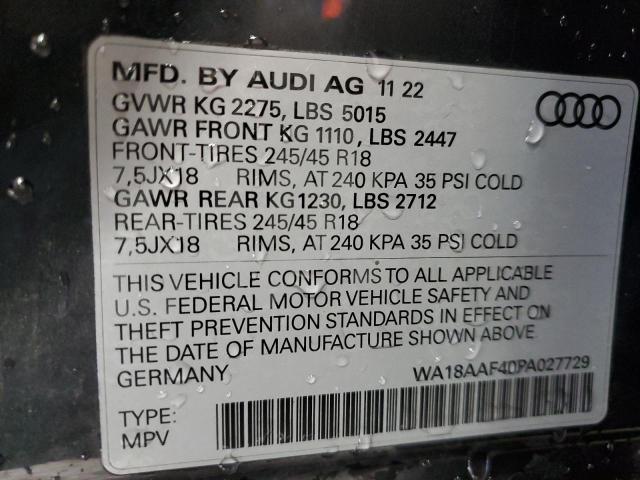 2023 AUDI A4 ALLROAD WA18AAF40PA027729