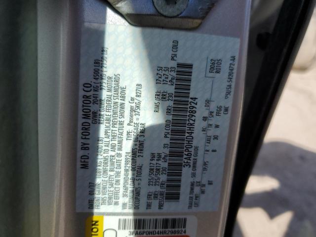 2017 FORD FUSION SE - 3FA6P0HD4HR298924