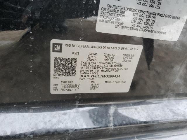 2021 CHEVROLET SILVERADO - 3GCPYFEL7MG280434