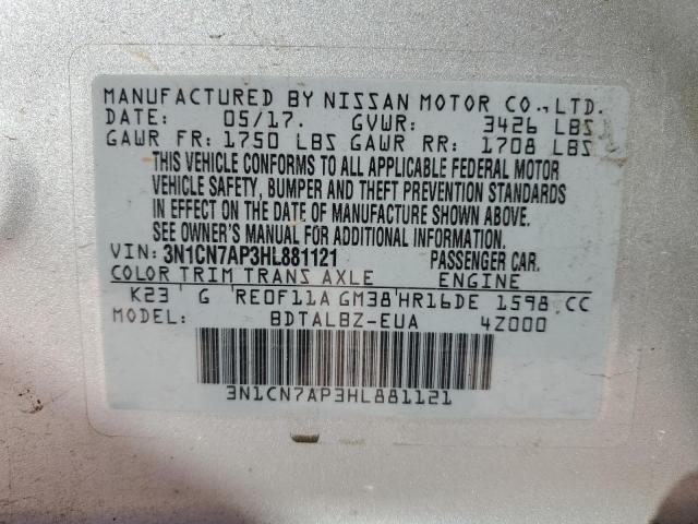 2017 NISSAN VERSA S - 3N1CN7AP3HL881121