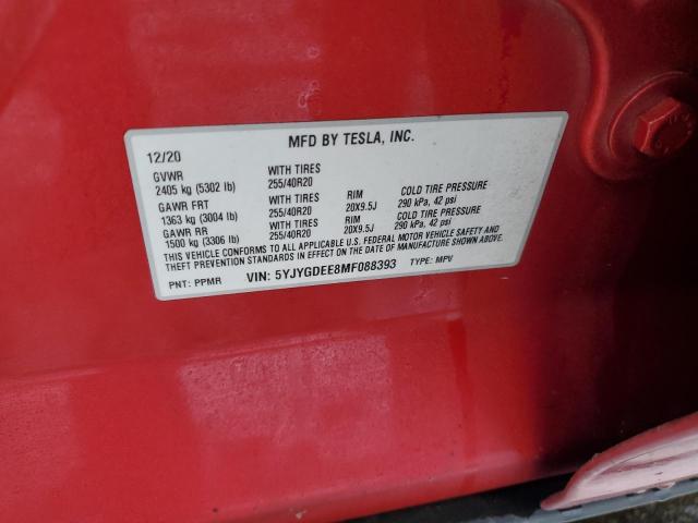 2021 TESLA MODEL Y 5YJYGDEE8MF088393