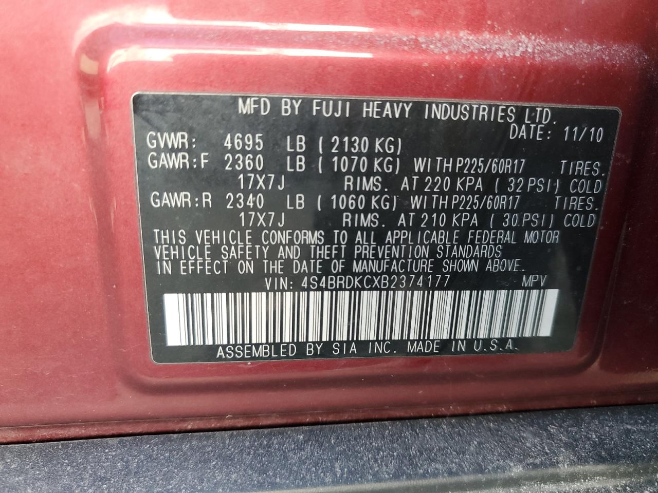 SUBARU OUTBACK 3.6R LIMITED