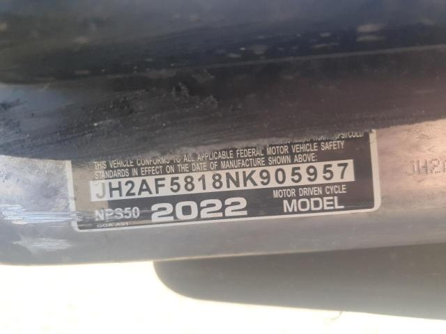 2022 HONDA NPS50 JH2AF5818NK905957