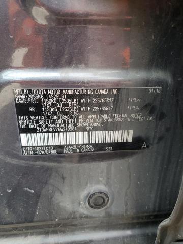 2016 TOYOTA RAV4 XLE 2T3WFREV7GW249984