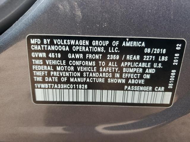 2017 VOLKSWAGEN PASSAT SE - 1VWBT7A33HC011826