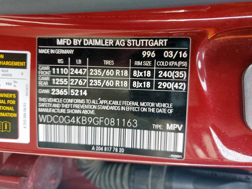 2016 MERCEDES-BENZ GLC 300 4M - WDC0G4KB9GF081163