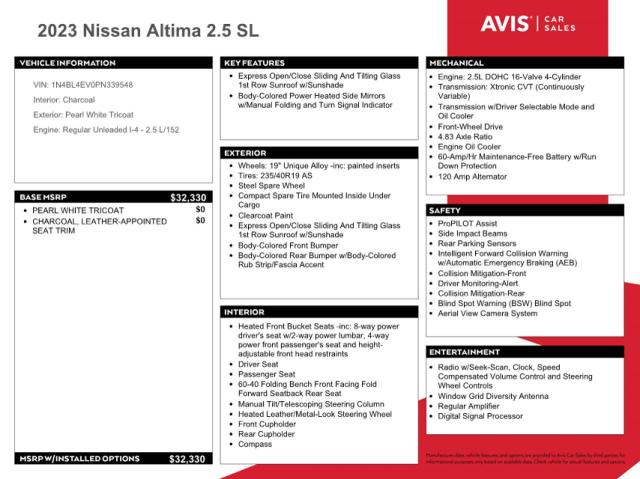 2023 NISSAN ALTIMA SL - 1N4BL4EV0PN339548