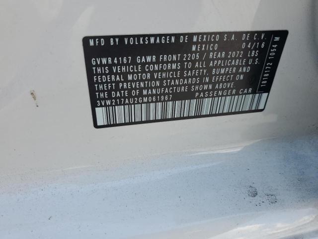 2016 VOLKSWAGEN GOLF S/SE 3VW217AU2GM061967