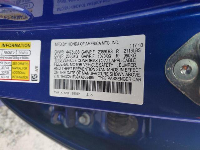 2019 HONDA ACCORD SPO - 1HGCV1F39KA006495