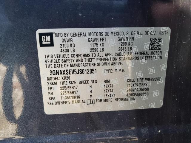 2018 CHEVROLET EQUINOX LT - 3GNAXSEV5JS612051