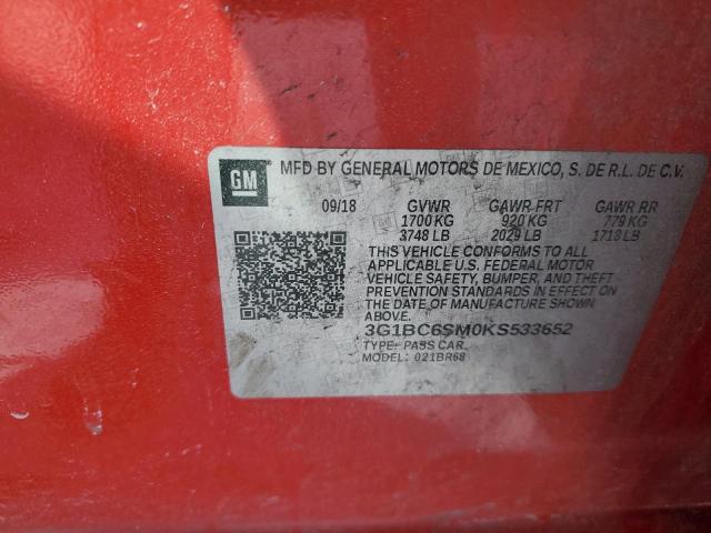 2019 CHEVROLET CRUZE LS 3G1BC6SM0KS533652