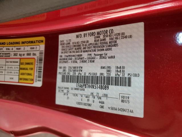 2022 FORD MUSTANG 1FA6P8TH4N5148089