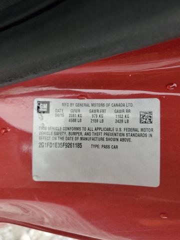 2015 CHEVROLET CAMARO LT 2G1FD1E35F9261185