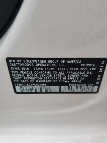 2015 VOLKSWAGEN PASSAT SEL - 1VWCT7A31FC020056