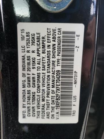 2015 HONDA CIVIC SE 19XFB2F7XFE704209