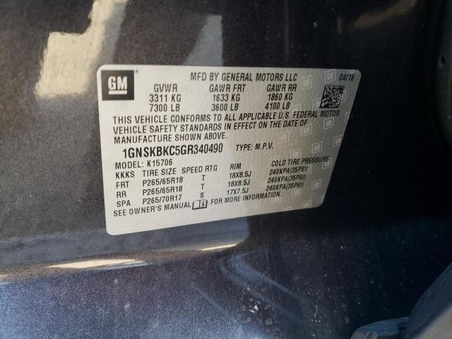 2016 CHEVROLET TAHOE K150 - 1GNSKBKC5GR340490
