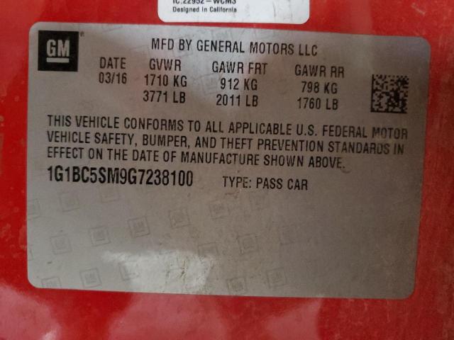 2016 CHEVROLET CRUZE LS - 1G1BC5SM9G7238100