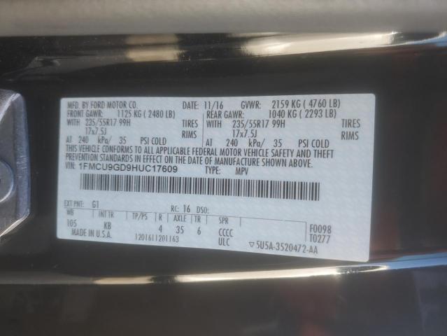 2017 FORD ESCAPE SE - 1FMCU9GD9HUC17609