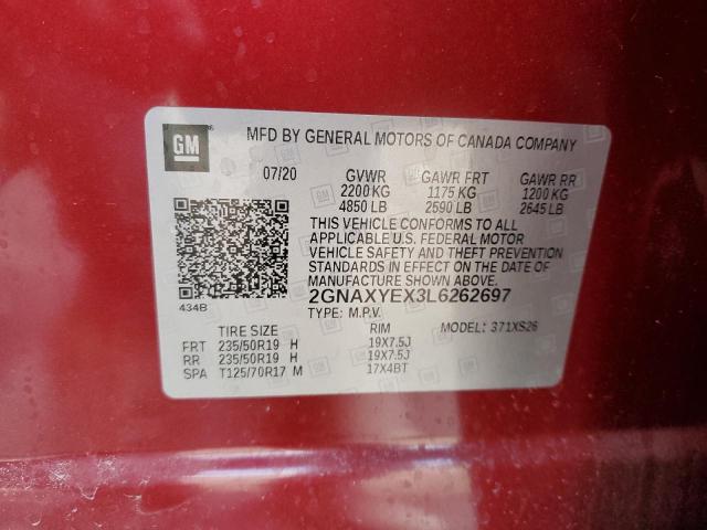 2020 CHEVROLET EQUINOX PR - 2GNAXYEX3L6262697