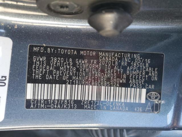 2016 TOYOTA COROLLA L - 2T1BURHE8GC685124