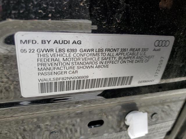 2022 AUDI S8 WAULSBF82NN006809