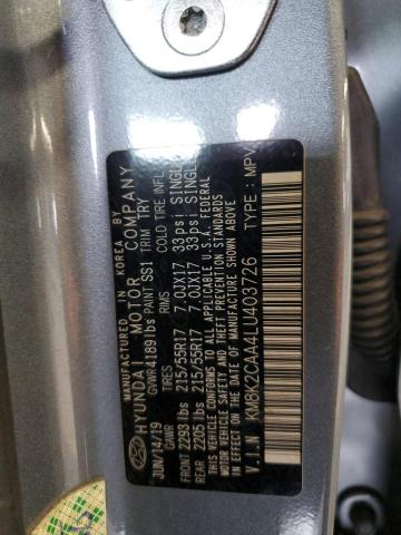 2020 HYUNDAI KONA SEL KM8K2CAA4LU403726