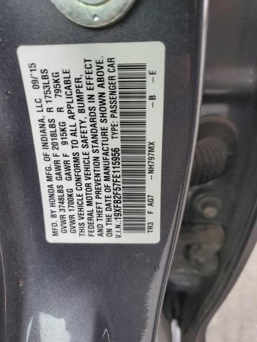 2015 HONDA CIVIC LX 19XFB2F57FE115956
