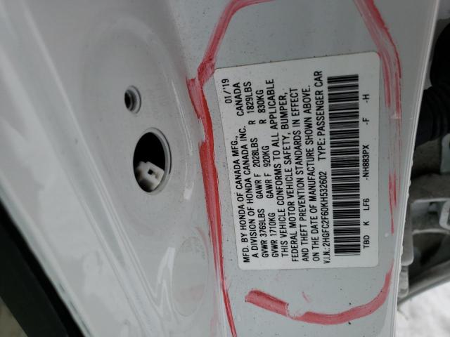 2019 HONDA CIVIC LX - 2HGFC2F60KH532602
