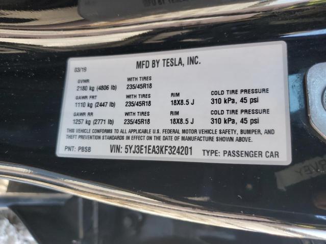 2019 TESLA MODEL 3 - 5YJ3E1EA3KF324201