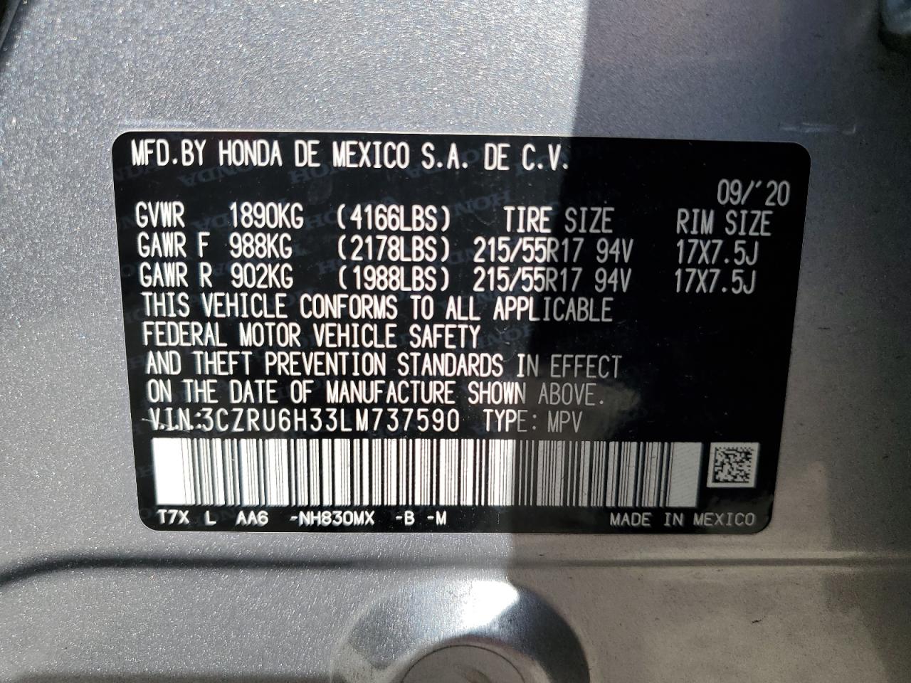 Honda Hr-v lx 2020