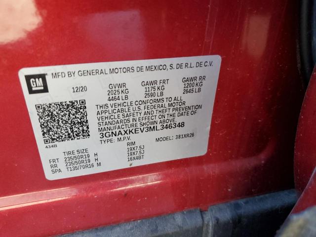 2021 CHEVROLET EQUINOX LT - 3GNAXKEV3ML346348
