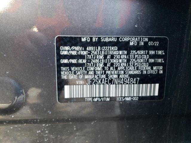 2022 SUBARU FORESTER P - JF2SKAEC7NH494847