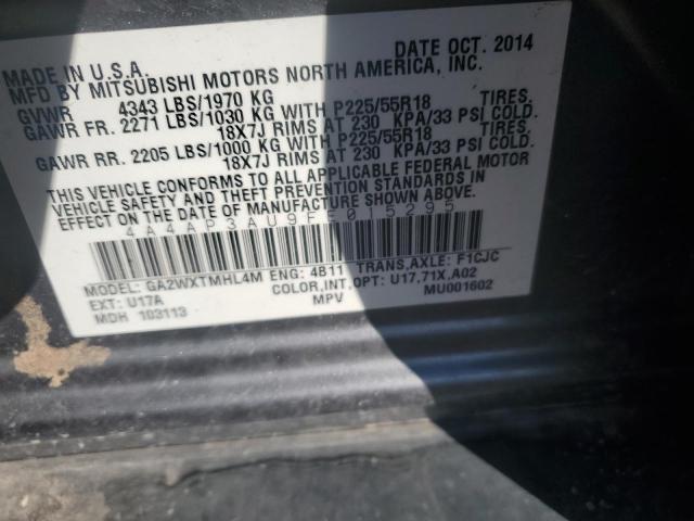 2015 MITSUBISHI OUTLANDER - 4A4AP3AU9FE015295