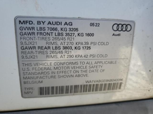 2022 AUDI E-TRON CHR WA1VABGE9NB040096