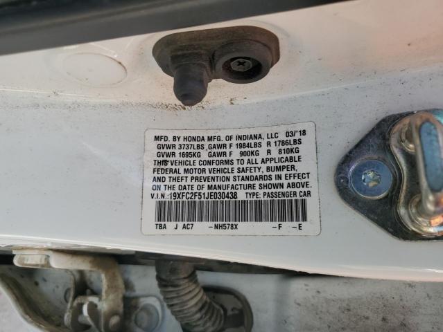 2018 HONDA CIVIC LX 19XFC2F51JE030438