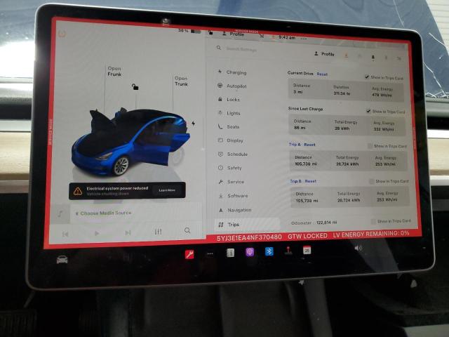 2022 TESLA MODEL 3 - 5YJ3E1EA4NF370480