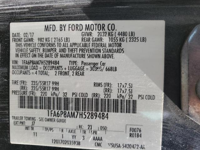 2017 FORD MUSTANG - 1FA6P8AM7H5289484